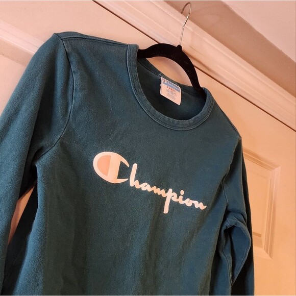Champion turquoise cotton long sleeve top XS - Picture 2 of 4